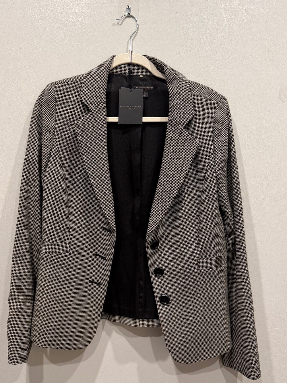 Classiques Entier Black and Cream Houndstooth Jacket 98%wool - Picture 1 of 6